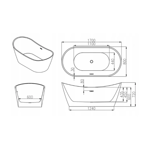 MEXEN MONTANA FREESTANDING BATH 1500x750mm