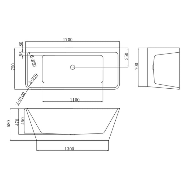 MEXEN VOLTA FREESTANDING BATH 1700x750mm